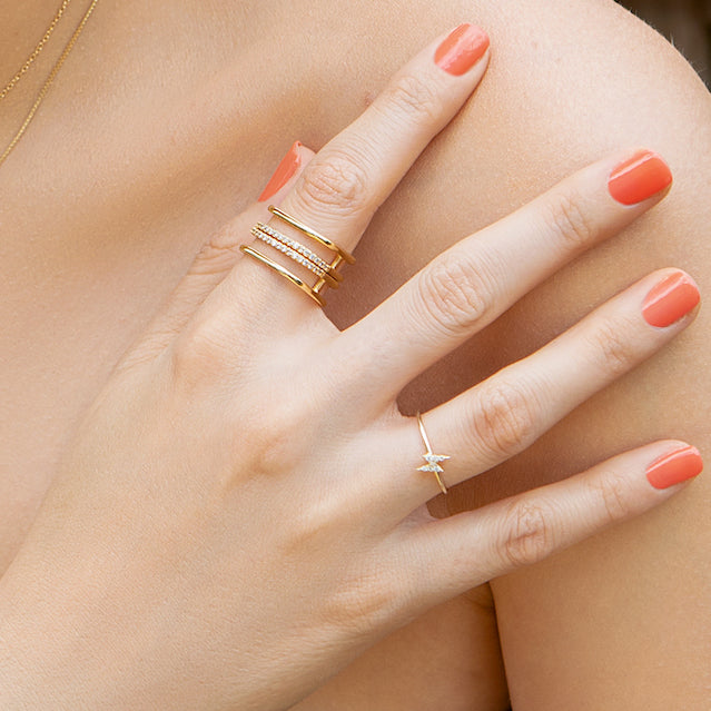 gold crystal accented lightening bold ring