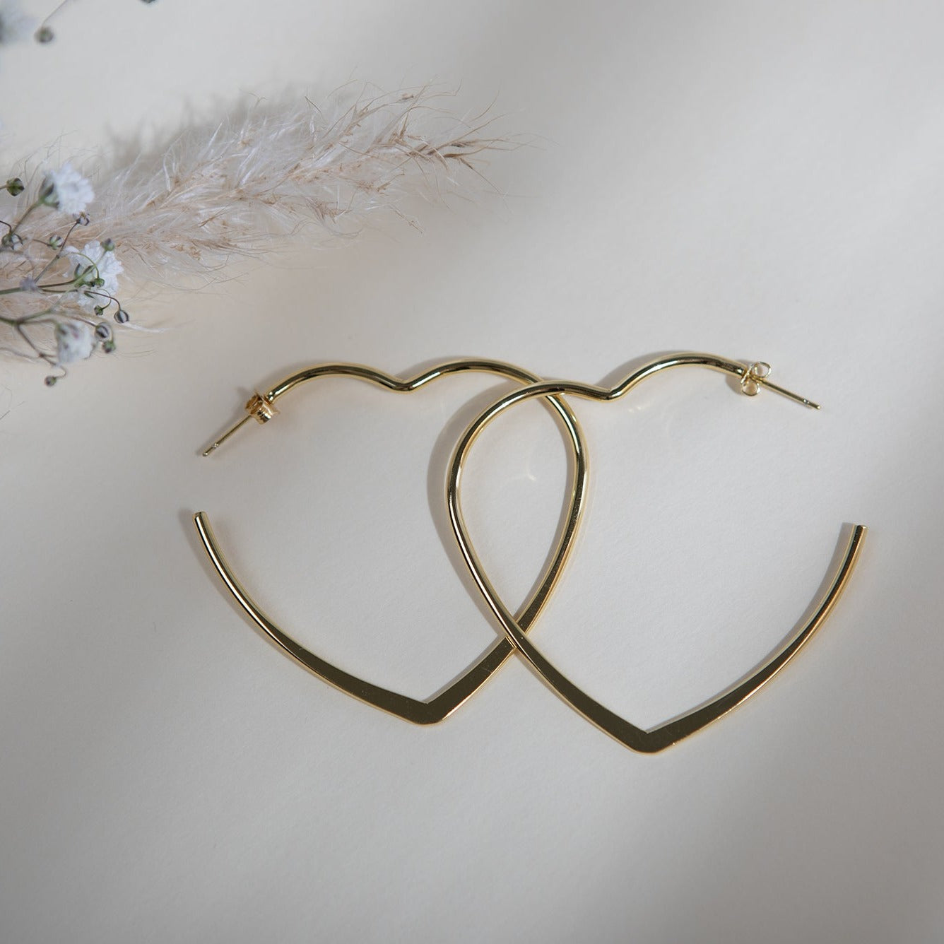 Gold oversized Heart Hoop Earrings