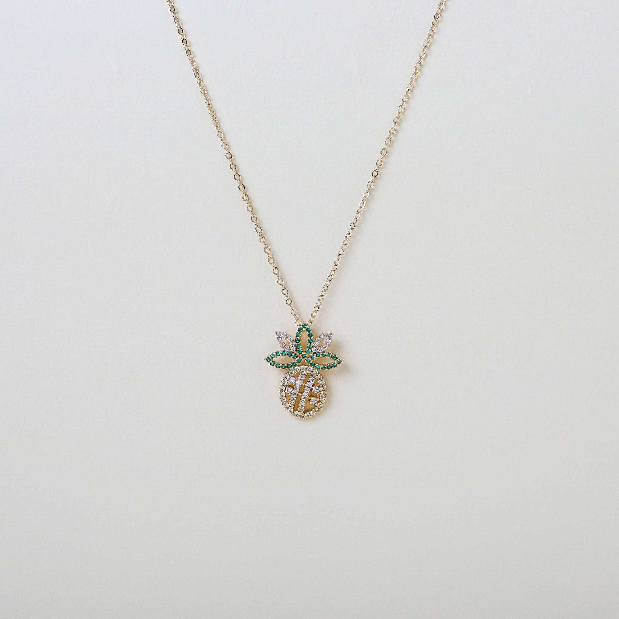 Crystal embellished pineapple pendent necklace