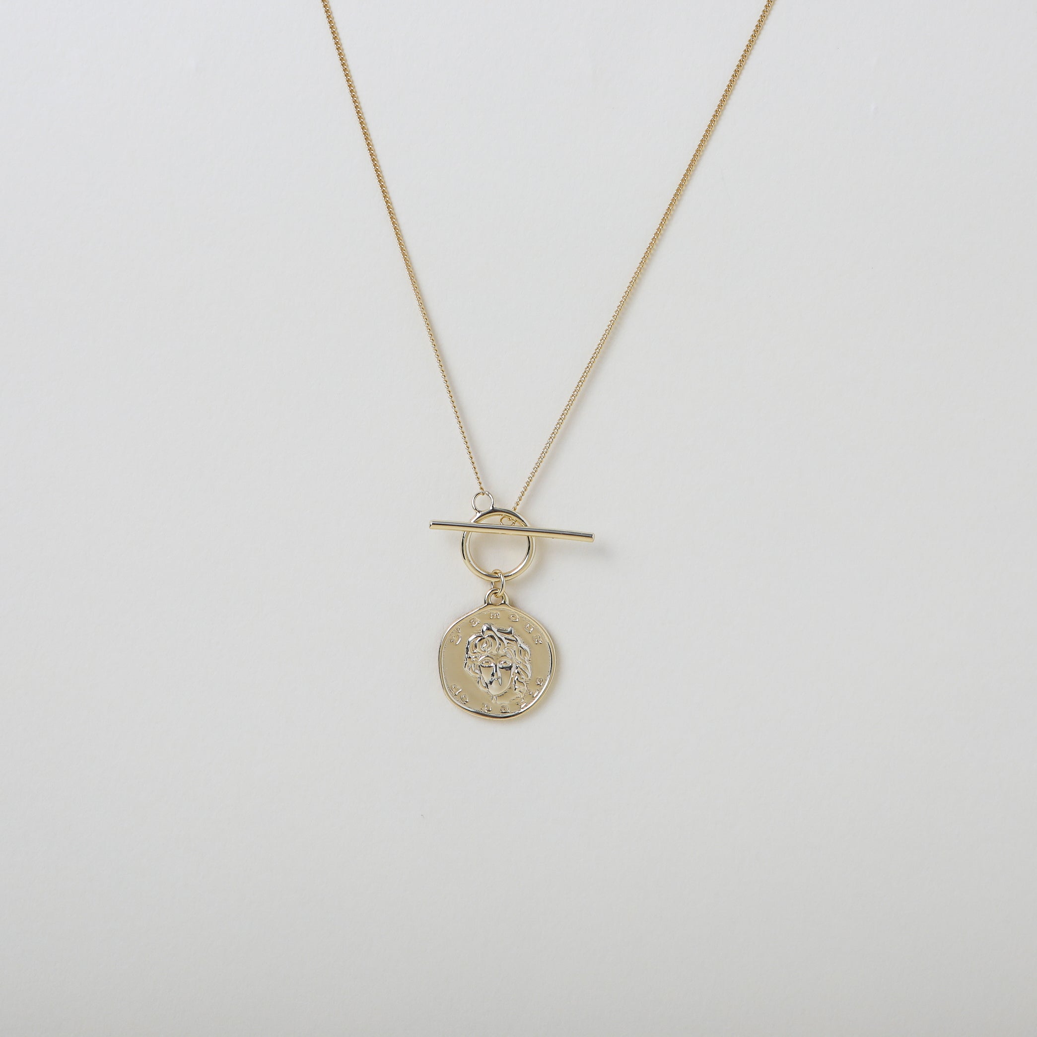 Gold T-Bar clasp Vintage coin necklace