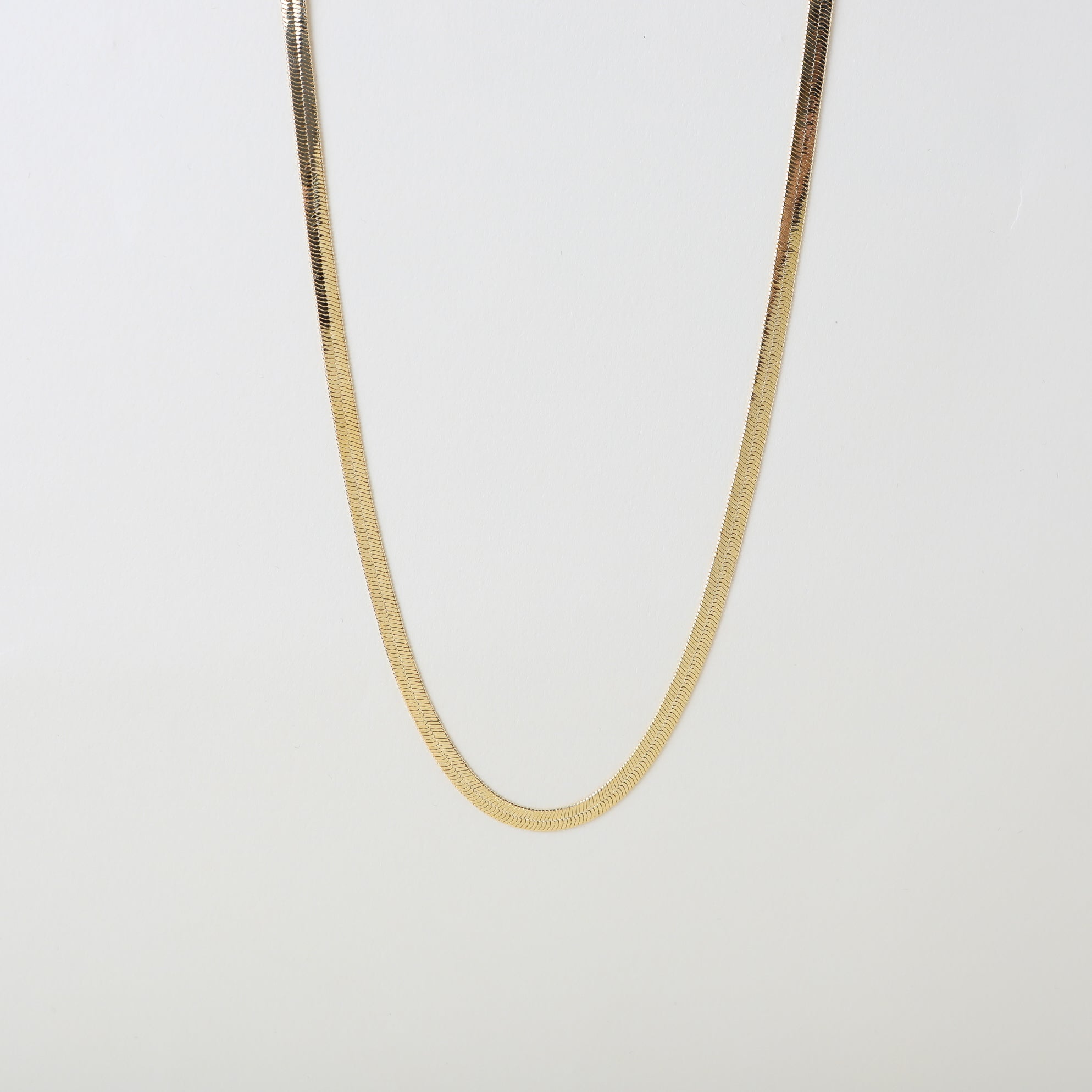Classic Gold Herringbone Snake Necklace