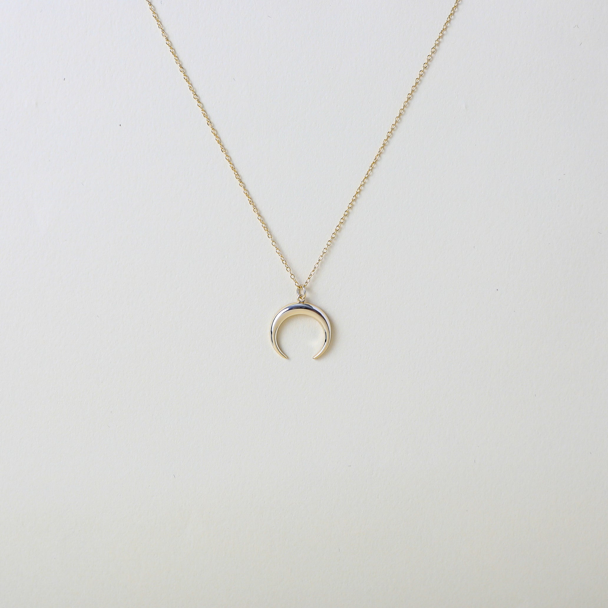 minimalist Gold chain with crescent horn pendant
