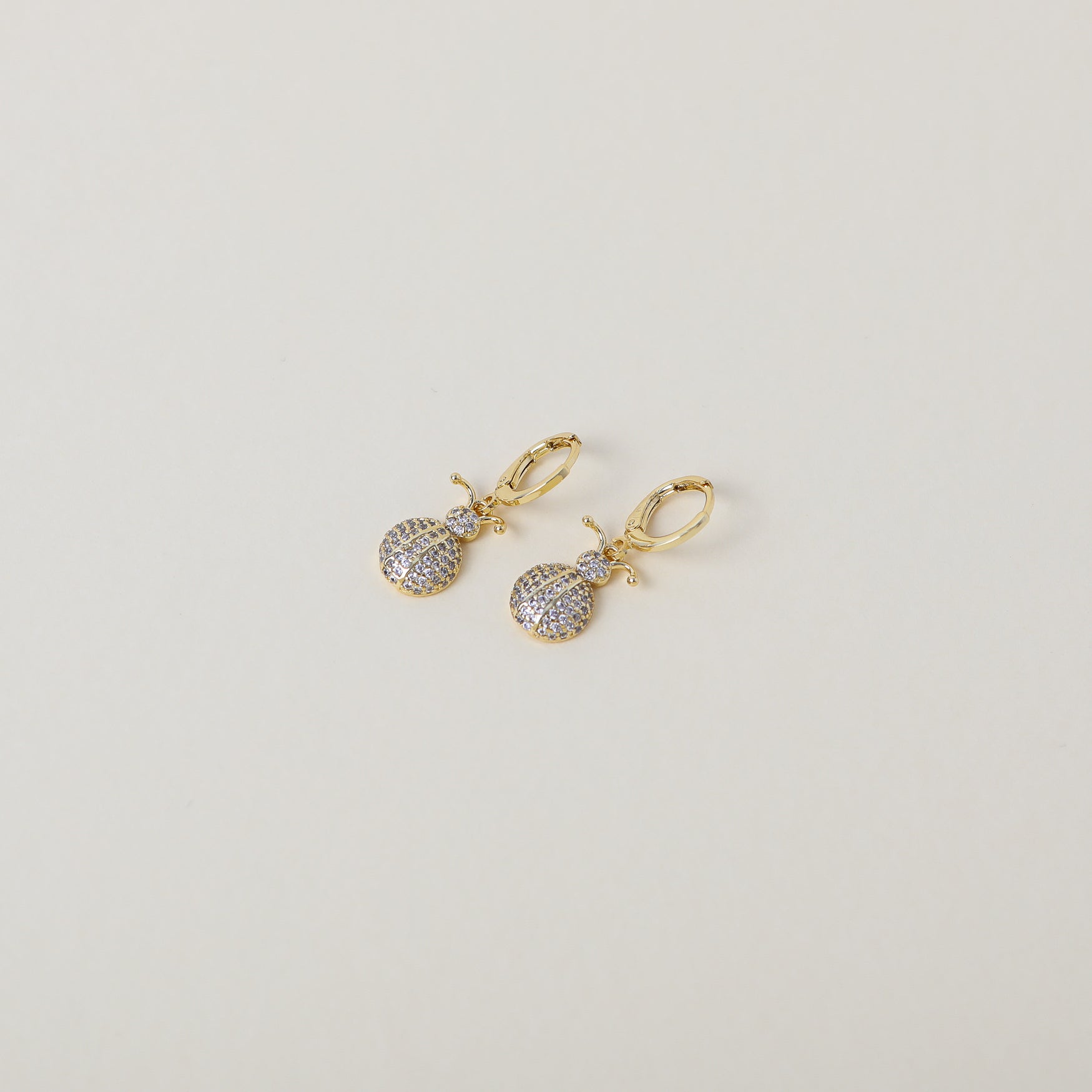 white crystal accented Ladybird drop earrings