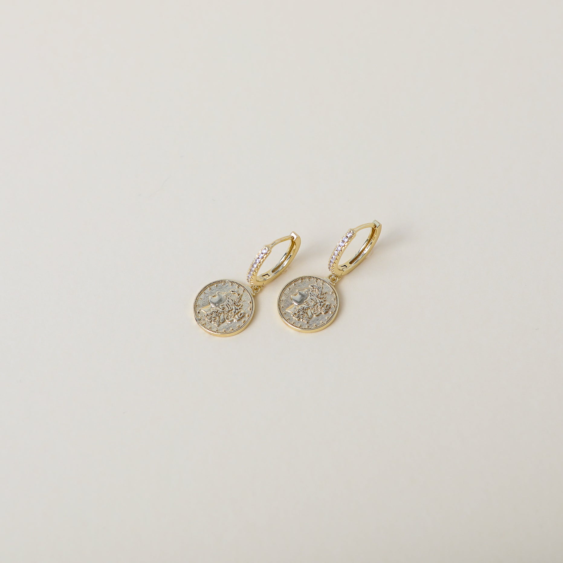 crystal accented Vintage coin drop earrings