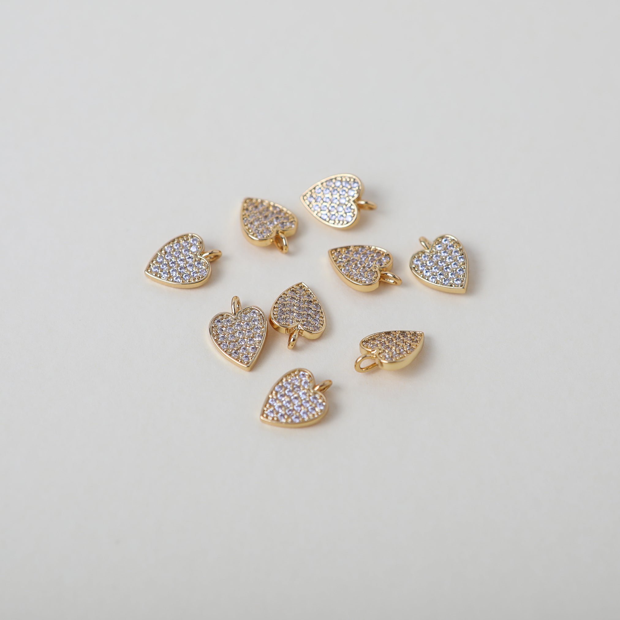 crystal accented heart charms