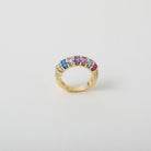 Multi-coloured baguette crystal and gold rings