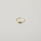 peridot coloured crystal and gold ring