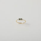 peridot coloured crystal and gold ring