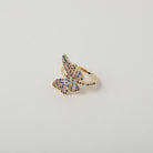 Adjustable butterfly ring with rainbow crystal embellishments