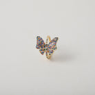 Adjustable butterfly ring with rainbow crystal embellishments