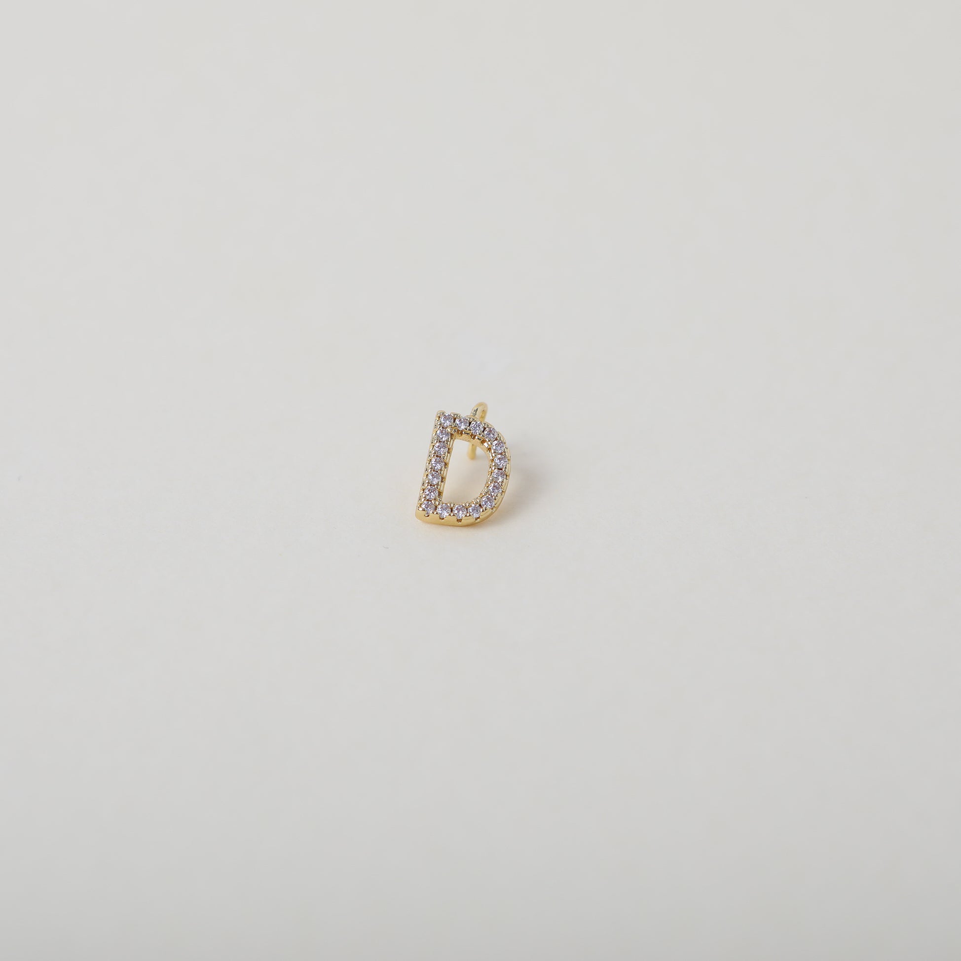 Gold and Crystal accented Alphabet Charm D