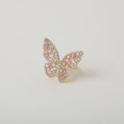 Pink Crystal embellished gold butterfly cocktail ring