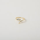 gold open claw twisted serpent ring with crystal eyes