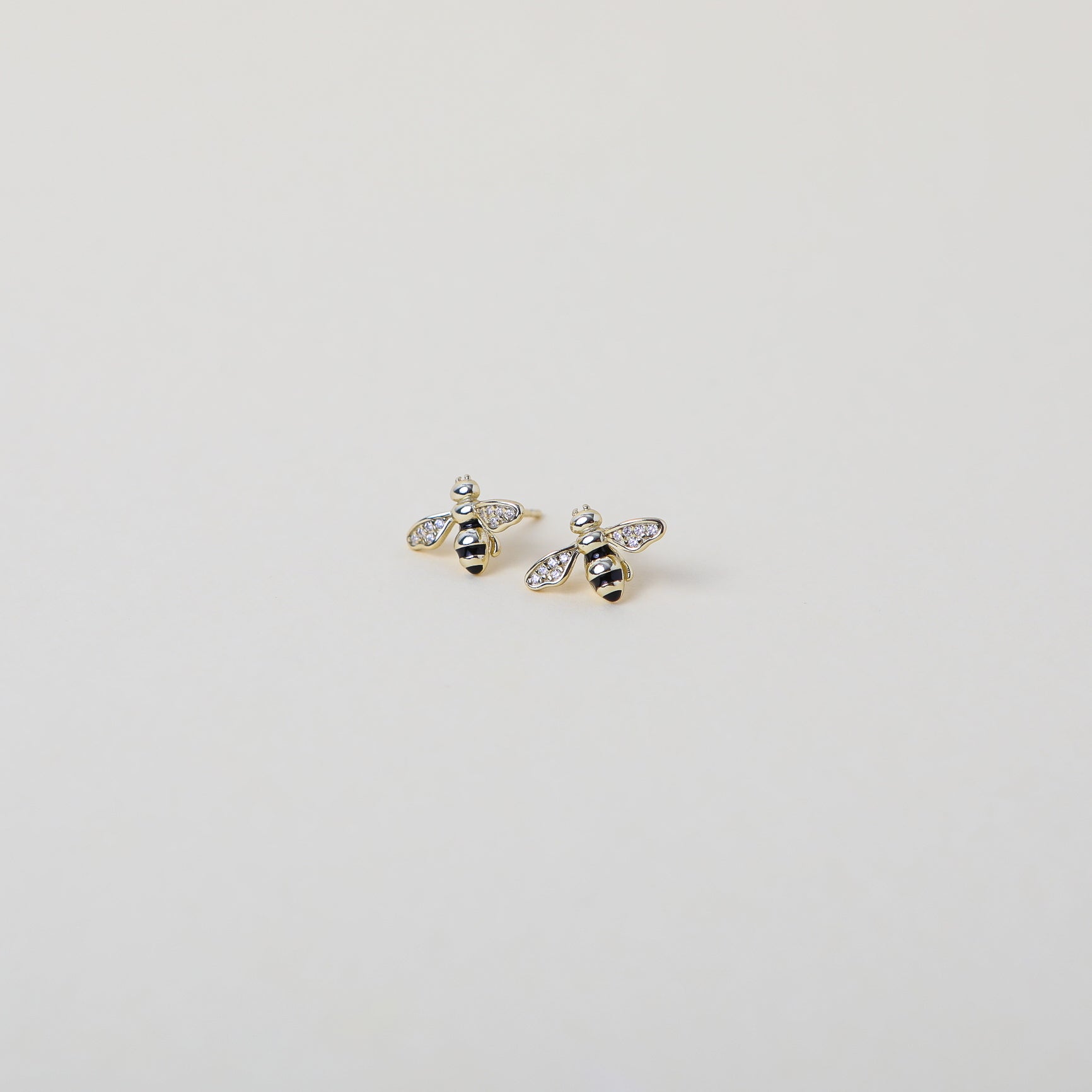 Gold and crystal accented honey bee stud earrings