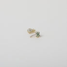 Mismatched gold and green crystal embellished Palm Tree and crystal embellished pineapple duo earring set.