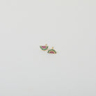 Ruby and green crystal embellished watermelon stud earrings