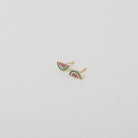 Ruby and green crystal embellished watermelon stud earrings