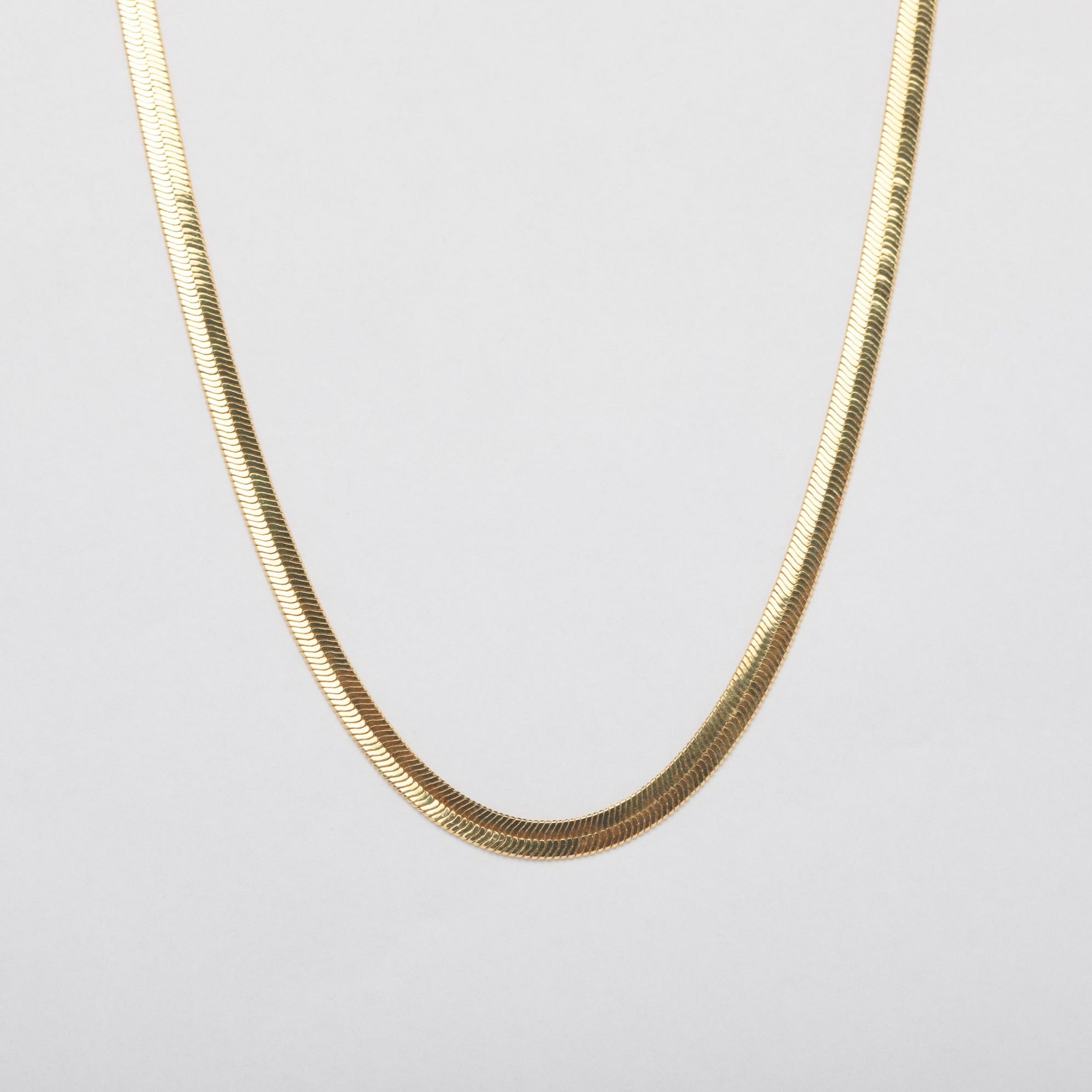 Classic Gold Herringbone Snake Necklace