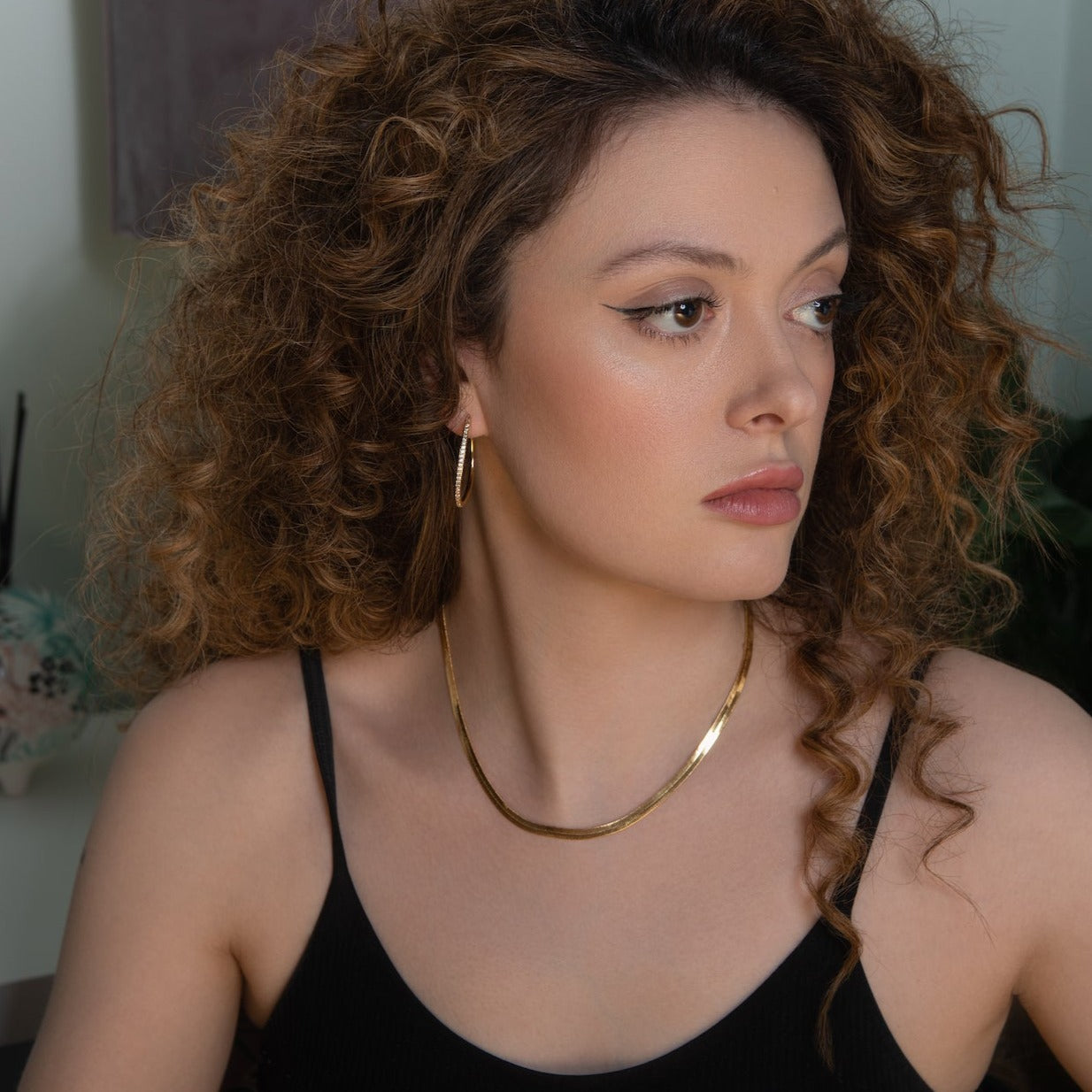 Classic Gold Herringbone Snake Necklace