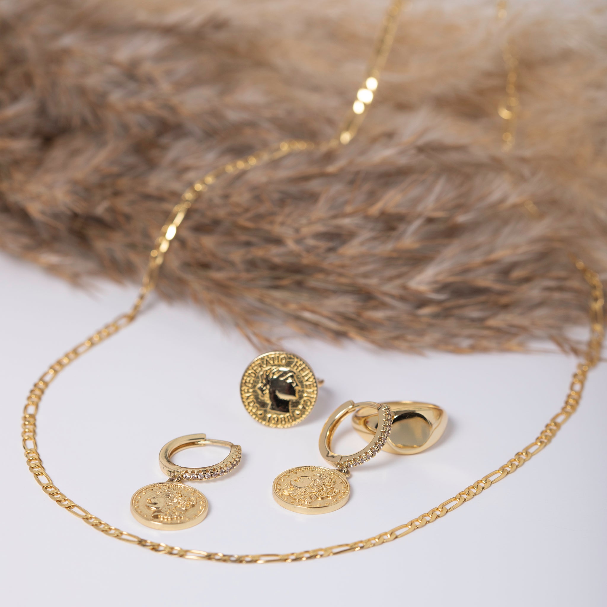 crystal accented Vintage coin drop earrings