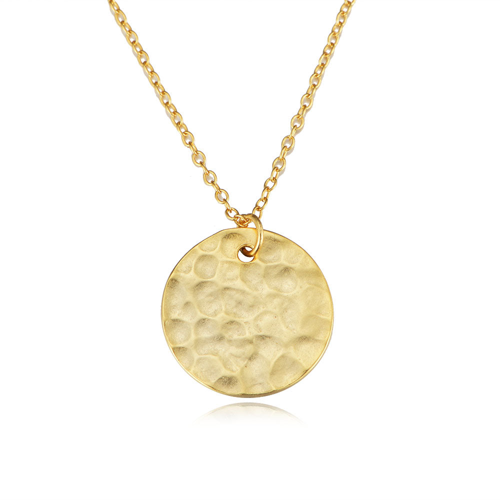 Distressed gold coin necklace and gold chain