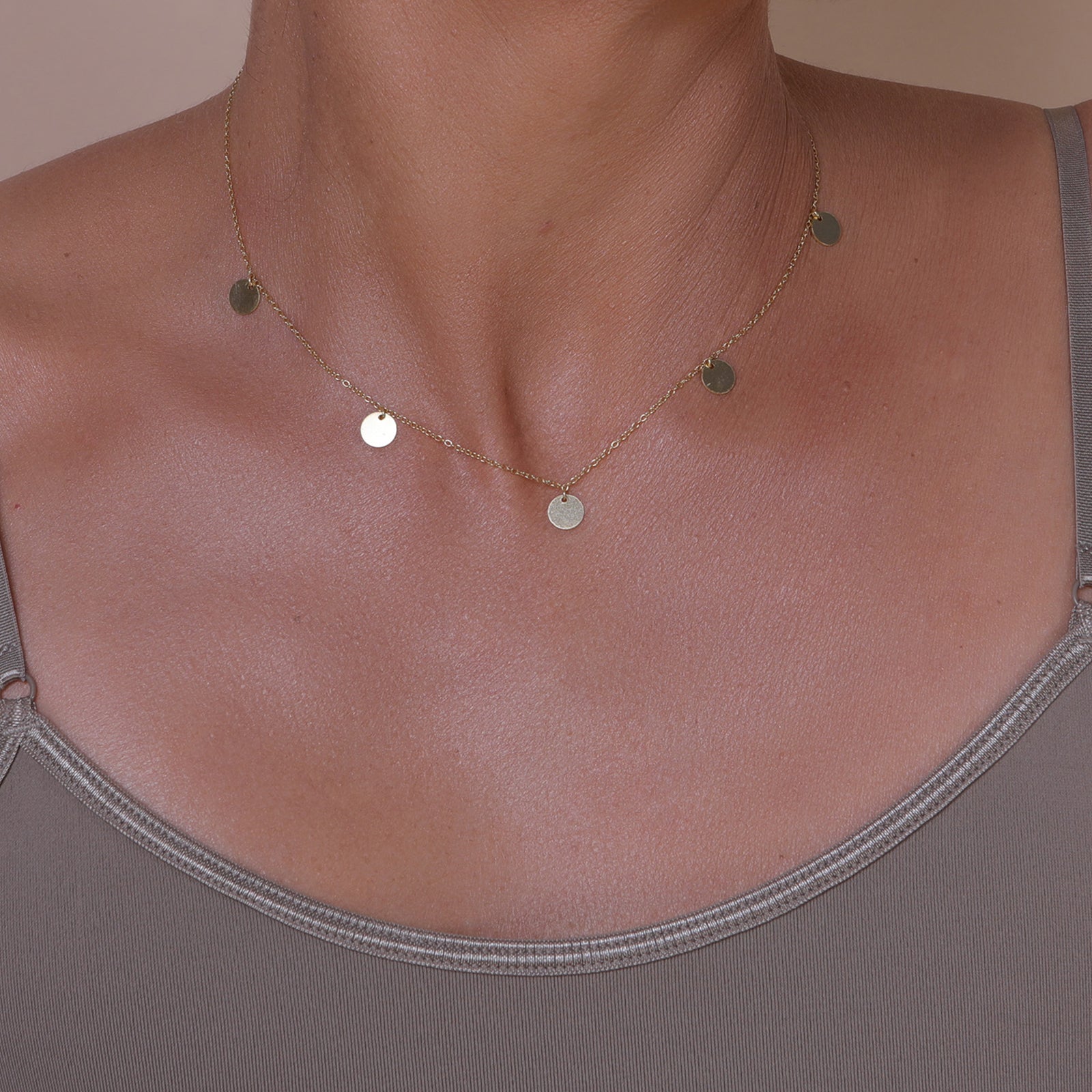 Gold coin choker necklace