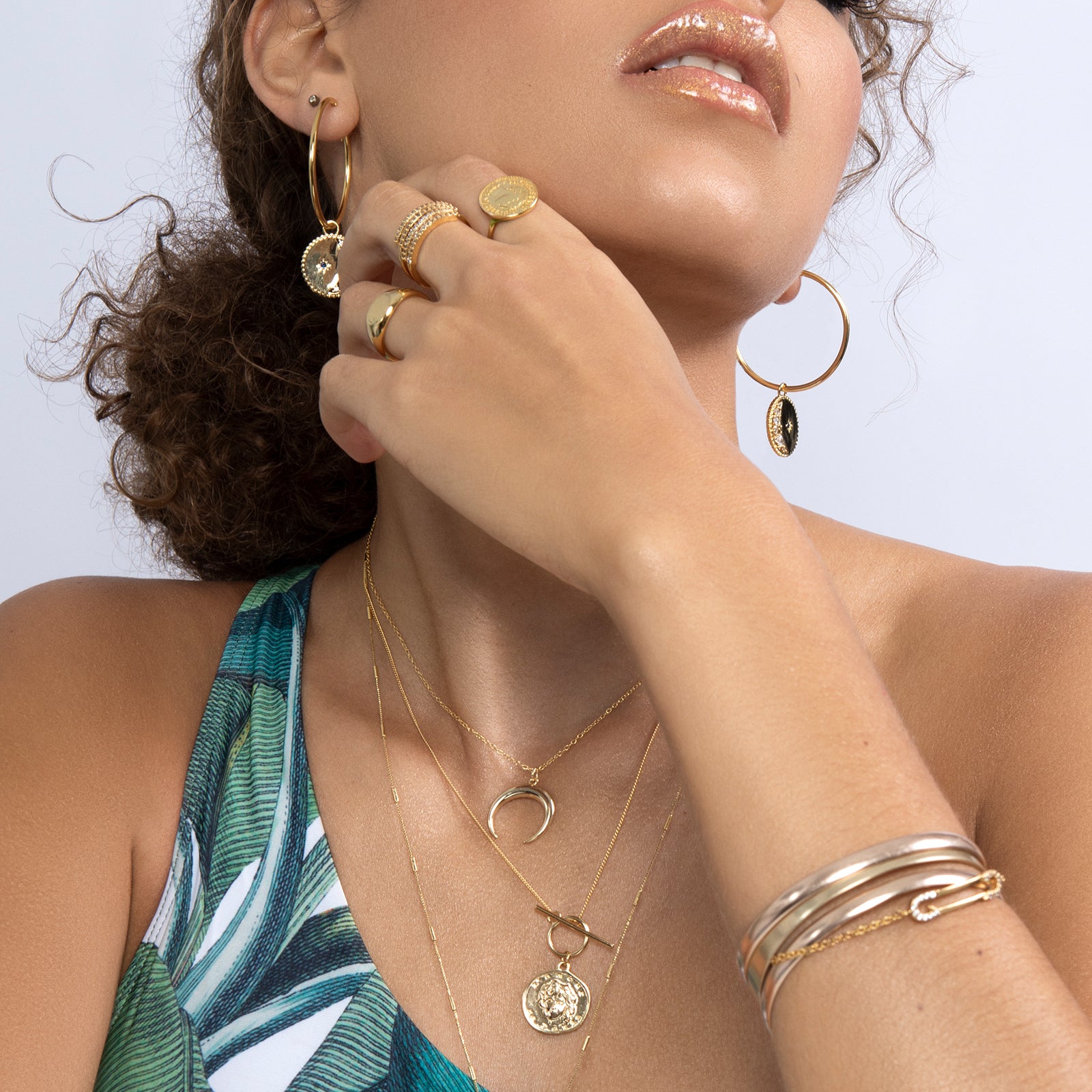 Gold T-Bar clasp Vintage coin necklace