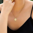 Gold Figaro Necklace with reversible Coin Pendant
