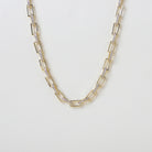 Gold necklace with square chunky pave set links