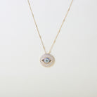 Stunning pave crystal Santorini Eye pendent necklace with a tube accented necklace