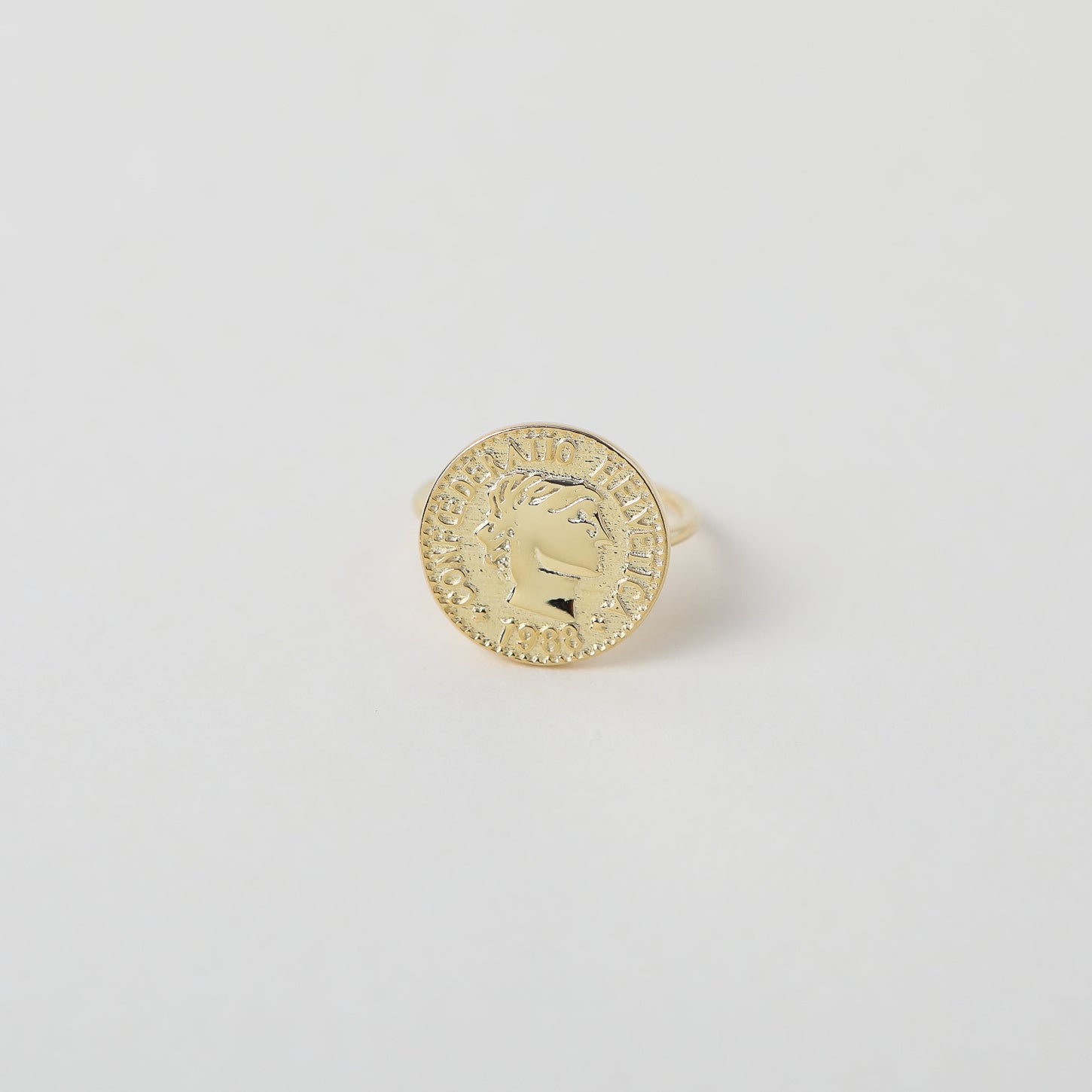 Gold adjustable vintage coin ring