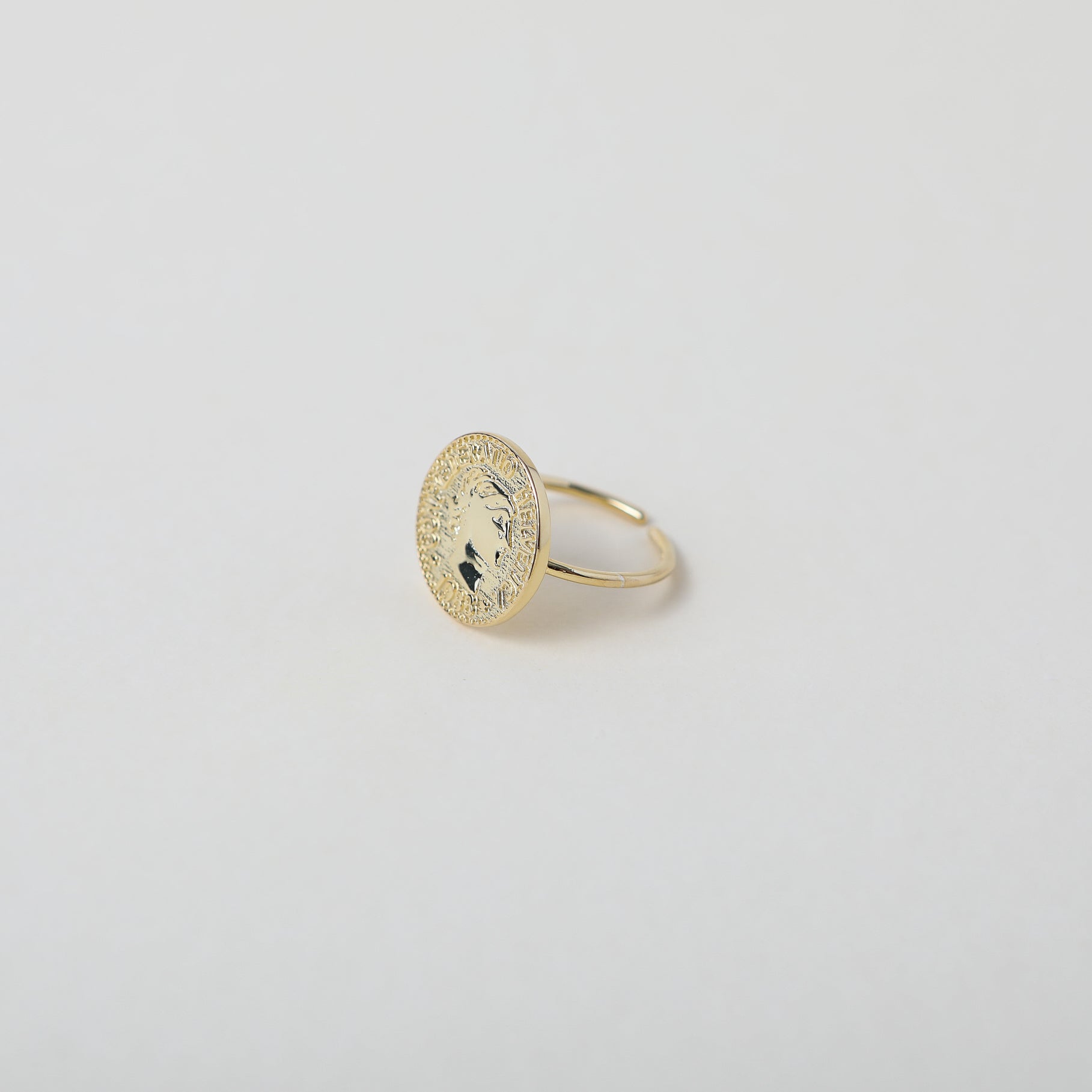 Gold adjustable vintage coin ring