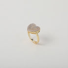 gold heart ring with pave set crystals