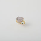gold heart ring with pave set crystals