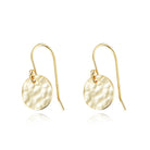 Mini distressed round gold disk earrings with Shepherd hooks