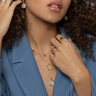 Gold Figaro Necklace with reversible Coin Pendant