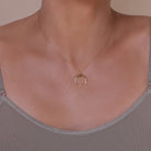 minimalist Gold chain with crescent horn pendant