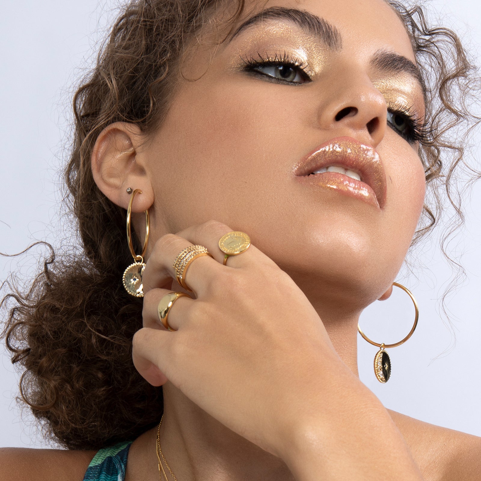 Gold adjustable vintage coin ring